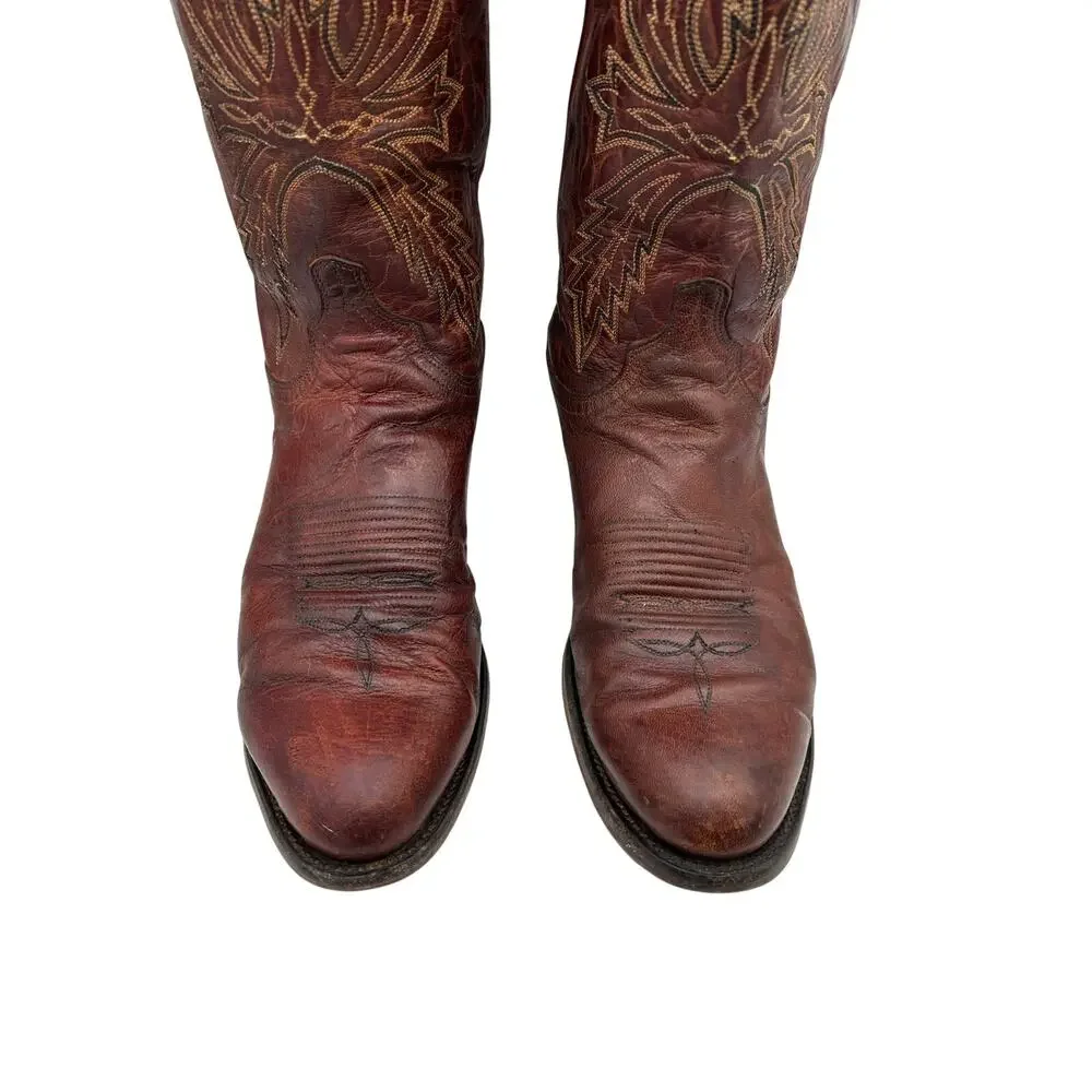 Lucchese 2000 men's western boots Brown exotic leather round toe SZ 10.5 B